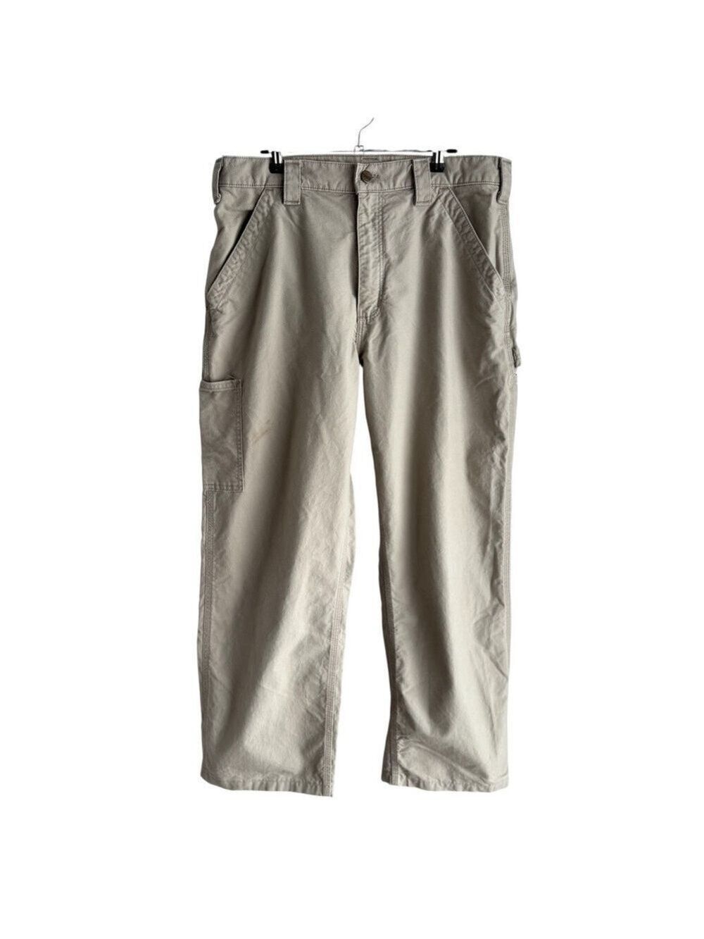 Carhartt Dungaree Fit Work Pants Mens 34/30 Light Beige Cream Lightweight Cotton